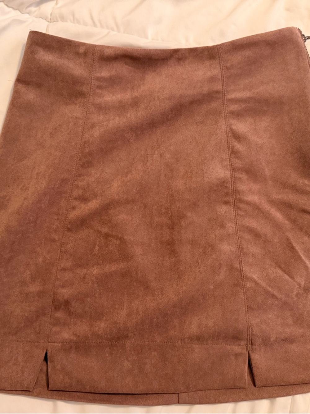 She + Sky Faux Suede Mini Skirt in Chestnut Brown
